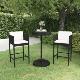 3-piece garden bar furniture set and black synthetic rattan cushions by vidaXL, Garden sets - Ref: Foro24-3094772, Price: 247...
