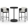 3-piece garden bar furniture set and black synthetic rattan cushions by vidaXL, Garden sets - Ref: Foro24-3094772, Price: 246...