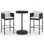 3-teiliges Garten-Barmöbel-Set und schwarze synthetische Rattankissen von vidaXL, Gartensets - Ref: Foro24-3094772, Preis: 24...
