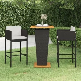3-piece garden bar furniture set and black synthetic rattan cushions by vidaXL, Garden sets - Ref: Foro24-3094798, Price: 293...
