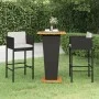 3-teiliges Garten-Barmöbel-Set und schwarze synthetische Rattankissen von vidaXL, Gartensets - Ref: Foro24-3094798, Preis: 29...