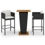 3-teiliges Garten-Barmöbel-Set und schwarze synthetische Rattankissen von vidaXL, Gartensets - Ref: Foro24-3094798, Preis: 29...