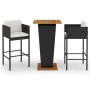 3-teiliges Garten-Barmöbel-Set und schwarze synthetische Rattankissen von vidaXL, Gartensets - Ref: Foro24-3094798, Preis: 29...