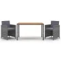 3-piece garden dining set with gray synthetic rattan cushions by vidaXL, Garden sets - Ref: Foro24-3095500, Price: 262,64 €, ...