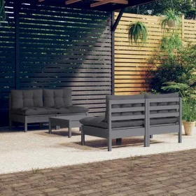 Garden furniture 5 pieces with anthracite pine wood cushions by vidaXL, Garden sets - Ref: Foro24-3096006, Price: 395,03 €, D...