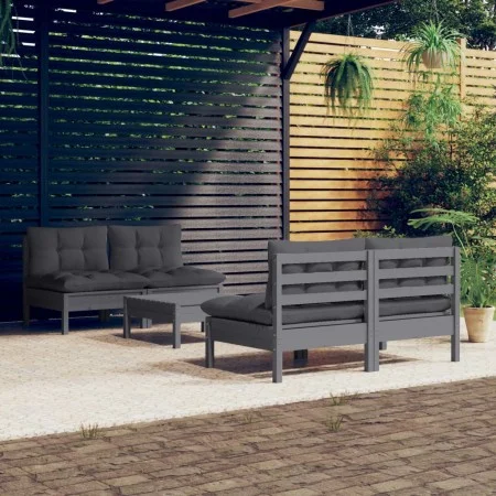 Garden furniture 5 pieces with anthracite pine wood cushions by vidaXL, Garden sets - Ref: Foro24-3096006, Price: 395,03 €, D...