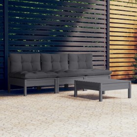 Garden furniture 4 pieces with anthracite pine wood cushions by vidaXL, Garden sets - Ref: Foro24-3096084, Price: 311,42 €, D...