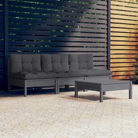 Garden furniture 4 pieces with anthracite pine wood cushions by vidaXL, Garden sets - Ref: Foro24-3096084, Price: 321,15 €, D...