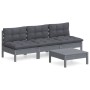Gartenmöbel 4-teilig mit anthrazitfarbenen Kiefernholzkissen von vidaXL, Gartensets - Ref: Foro24-3096084, Preis: 294,11 €, R...