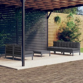 Garden furniture 6 pieces with anthracite pine wood cushions by vidaXL, Garden sets - Ref: Foro24-3096090, Price: 460,67 €, D...