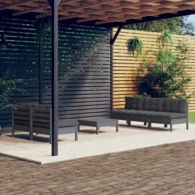 Garden furniture 6 pieces with anthracite pine wood cushions by vidaXL, Garden sets - Ref: Foro24-3096090, Price: 489,53 €, D...