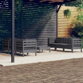 Garden furniture 7 pieces with anthracite pine wood cushions by vidaXL, Garden sets - Ref: Foro24-3096120, Price: 585,30 €, D...