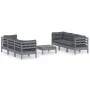 Garden furniture 7 pieces with anthracite pine wood cushions by vidaXL, Garden sets - Ref: Foro24-3096120, Price: 585,30 €, D...