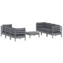 Garden furniture 7 pieces with anthracite pine wood cushions by vidaXL, Garden sets - Ref: Foro24-3096120, Price: 585,30 €, D...