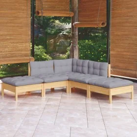 5-teiliges Gartenmöbel-Set und Kissen aus grauem Kiefernholz von vidaXL, Gartensets - Ref: Foro24-3096309, Preis: 354,30 €, R...
