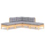5-piece garden furniture set and gray pine wood cushions by vidaXL, Garden sets - Ref: Foro24-3096309, Price: 348,73 €, Disco...