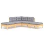 5-teiliges Gartenmöbel-Set und Kissen aus grauem Kiefernholz von vidaXL, Gartensets - Ref: Foro24-3096309, Preis: 343,82 €, R...