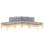 5-teiliges Gartenmöbel-Set und Kissen aus grauem Kiefernholz von vidaXL, Gartensets - Ref: Foro24-3096309, Preis: 343,82 €, R...