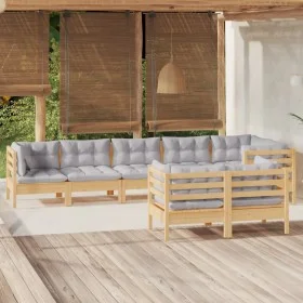 Garden furniture set 8 pieces and cushions solid pine wood by vidaXL, Garden sets - Ref: Foro24-3096501, Price: 683,63 €, Dis...