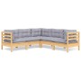 Juego de muebles de jardín 5 pzas y cojines madera maciza pino de vidaXL, Conjuntos de jardín - Ref: Foro24-3096670, Precio: ...