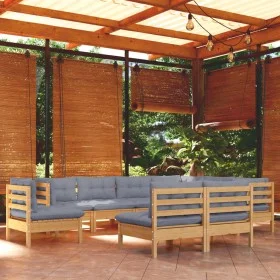 Garden furniture set 9 pieces and cushions solid pine wood by vidaXL, Garden sets - Ref: Foro24-3096742, Price: 722,58 €, Dis...