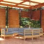 Garden furniture set 9 pieces and cushions solid pine wood by vidaXL, Garden sets - Ref: Foro24-3096742, Price: 722,59 €, Dis...