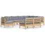 Garden furniture set 9 pieces and cushions solid pine wood by vidaXL, Garden sets - Ref: Foro24-3096742, Price: 722,59 €, Dis...