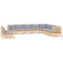 Gartenmöbel-Set 10-teilig und Kissen aus massivem Kiefernholz von vidaXL, Gartensets - Ref: Foro24-3096838, Preis: 791,12 €, ...