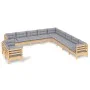Garden furniture set 11 pieces and cushions solid pine wood by vidaXL, Garden sets - Ref: Foro24-3096922, Price: 837,27 €, Di...