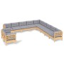 Gartenmöbel-Set 11-teilig und Kissen aus massivem Kiefernholz von vidaXL, Gartensets - Ref: Foro24-3096922, Preis: 899,99 €, ...
