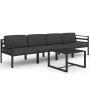 Set muebles de jardín 5 pzas y cojines aluminio gris antracita