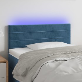 Cabecero con LED de terciopelo azul oscuro 80x5x78/88 cm