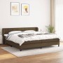 Cama box spring con colchón tela marrón oscuro 200x200 cm