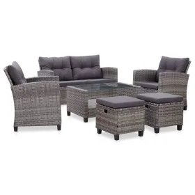Gartenmöbel 6 Stück und Kissen dunkelgraues synthetisches Rattan von vidaXL, Outdoor-Sofas - Ref: Foro24-46150, Preis: 607,25...