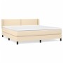 Box spring bed with cream fabric mattress 160x200 cm by vidaXL, Beds and slatted bases - Ref: Foro24-3129646, Price: 507,66 €...