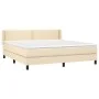 Box spring bed with cream fabric mattress 160x200 cm by vidaXL, Beds and slatted bases - Ref: Foro24-3129646, Price: 498,45 €...