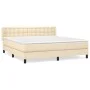 Box spring bed with cream fabric mattress 160x200 cm by vidaXL, Beds and slatted bases - Ref: Foro24-3130046, Price: 508,20 €...
