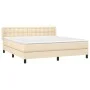 Box spring bed with cream fabric mattress 160x200 cm by vidaXL, Beds and slatted bases - Ref: Foro24-3130046, Price: 508,20 €...