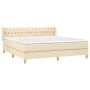 Box spring bed with cream fabric mattress 180x200 cm by vidaXL, Beds and slatted bases - Ref: Foro24-3130534, Price: 590,89 €...