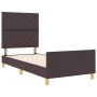 Estructura de cama con cabecera Marrón oscuro 90 x 200 cm tela