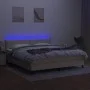 Box spring bed mattress and LED lights cream fabric 180x200 cm by vidaXL, Beds and slatted bases - Ref: Foro24-3133098, Price...