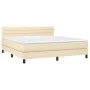Box spring bed mattress and LED lights cream fabric 160x200 cm by vidaXL, Beds and slatted bases - Ref: Foro24-3133250, Price...