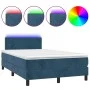Box spring bed with mattress and LED dark blue velvet 120x200 cm by vidaXL, Beds and slatted bases - Ref: Foro24-3134277, Pri...