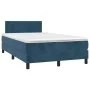 Box spring bed with mattress and LED dark blue velvet 120x200 cm by vidaXL, Beds and slatted bases - Ref: Foro24-3134277, Pri...