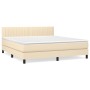 Box spring bed with cream fabric mattress 160x200 cm by vidaXL, Beds and slatted bases - Ref: Foro24-3140230, Price: 504,41 €...