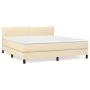Box spring bed with cream fabric mattress 160x200 cm by vidaXL, Beds and slatted bases - Ref: Foro24-3140230, Price: 493,51 €...