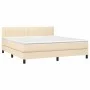 Box spring bed with cream fabric mattress 160x200 cm by vidaXL, Beds and slatted bases - Ref: Foro24-3140230, Price: 493,51 €...