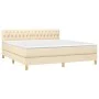 Box spring bed with cream fabric mattress 180x200 cm by vidaXL, Beds and slatted bases - Ref: Foro24-3140878, Price: 579,70 €...