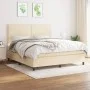 Box spring bed with cream fabric mattress 160x200 cm by vidaXL, Beds and slatted bases - Ref: Foro24-3141710, Price: 556,04 €...