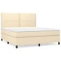 Box spring bed with cream fabric mattress 160x200 cm by vidaXL, Beds and slatted bases - Ref: Foro24-3141710, Price: 556,04 €...